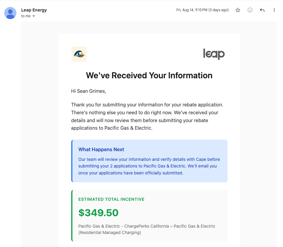 Status updates come from Leap, so the follow-up never lands on your support desk.
